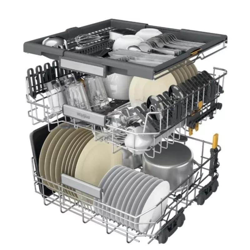 Whirlpool W7IHT40T lavavajillas integrable, 15 cubiertos, 8 programas, 6th Sense, tercera bandeja, apertura automática de la puerta