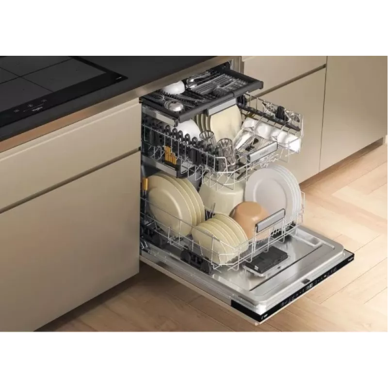 Whirlpool W7IHT40T lavavajillas integrable, 15 cubiertos, 8 programas, 6th Sense, tercera bandeja, apertura automática de la puerta