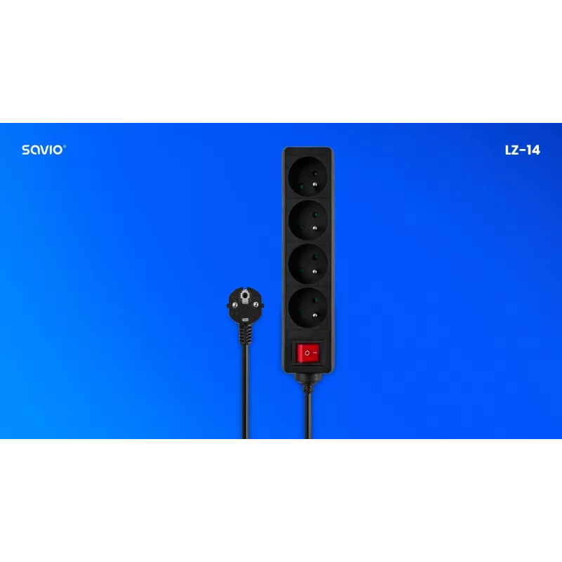 SAVIO LZ-14 regleta de 4 tomas con 2 puertos USB, cable de 1,5m, blanca