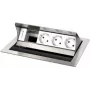 Kindermann CablePort standard² caja de conexiones de mesa 4 módulos - montaje bajo suelo - 3 tomas de corriente (Type-F) - plata/negro