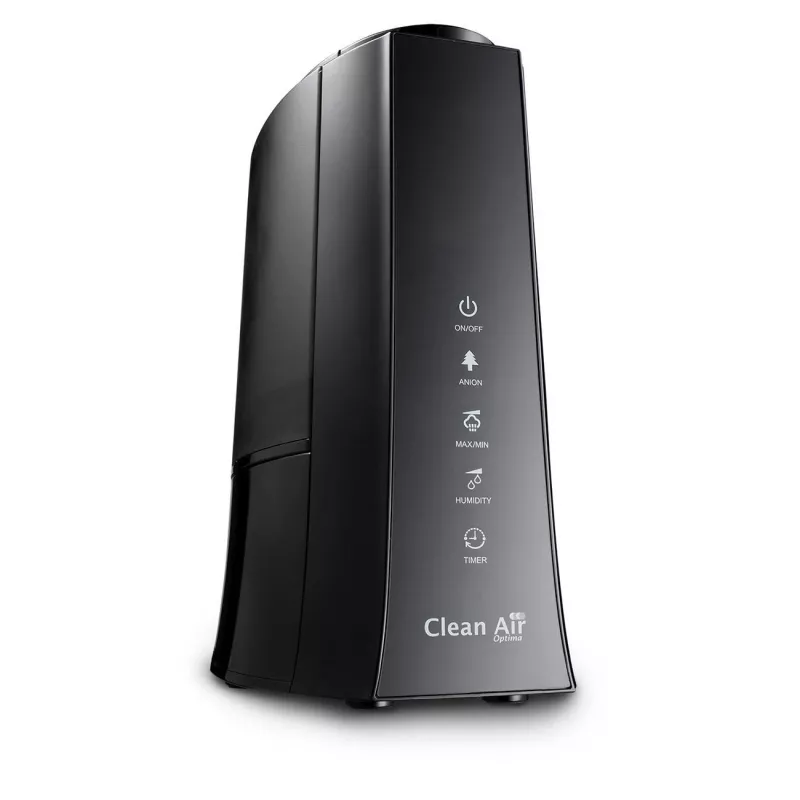 Clean Air Optima CA-603 humidificador ultrasónico con ionizador, 5 l, hasta 45 m², aromaterapia, higróstato, pantalla LCD, mando a distancia, negro
