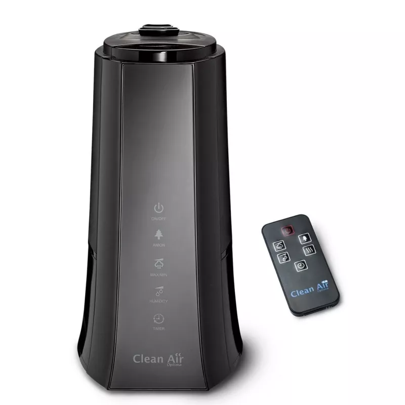 Clean Air Optima CA-603 humidificador ultrasónico con ionizador, 5 l, hasta 45 m², aromaterapia, higróstato, pantalla LCD, mando a distancia, negro