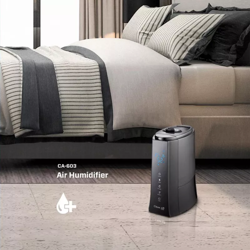 Clean Air Optima CA-603 humidificador ultrasónico con ionizador, 5 l, hasta 45 m², aromaterapia, higróstato, pantalla LCD, mando a distancia, negro