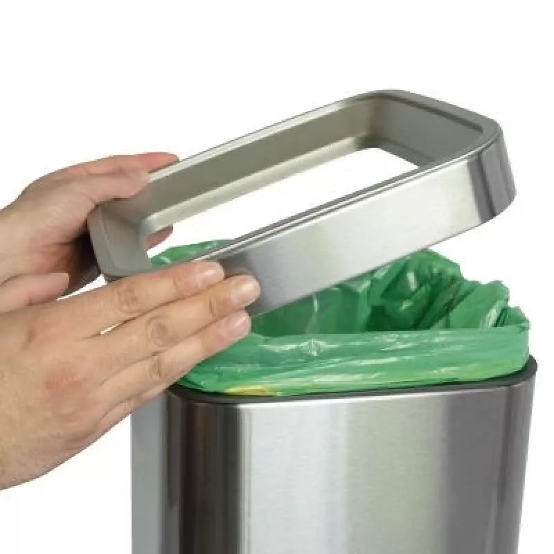 MAULprime Papelera de acero inoxidable 25L con tapa abierta
