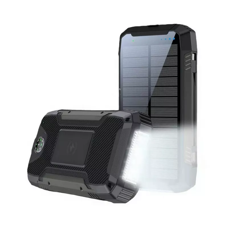 PowerNeed S20000Q Batería externa solar de exterior 20000mAh con carga inalámbrica, QC3.0 y PD 20W, negra