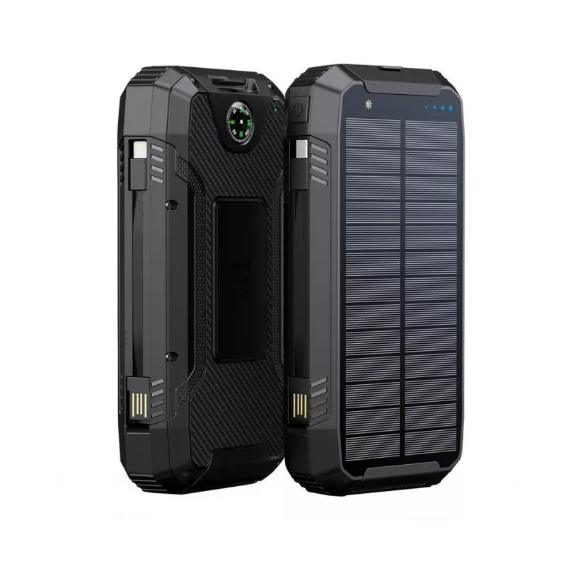 PowerNeed S20000Q Batería externa solar de exterior 20000mAh con carga inalámbrica, QC3.0 y PD 20W, negra