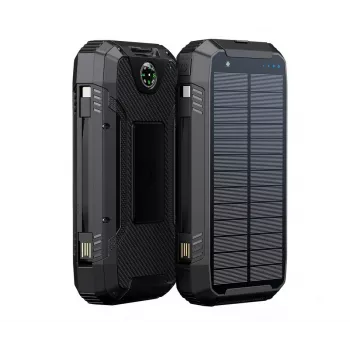 PowerNeed S20000Q Batería externa solar de exterior 20000mAh con carga inalámbrica, QC3.0 y PD 20W, negra