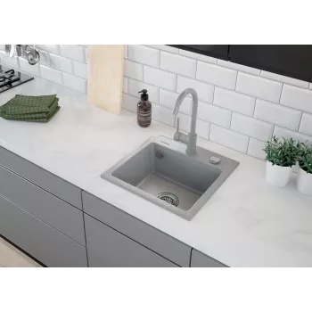 DEANTE Grifo de cocina gris grafito monomando latón caño en U orientable