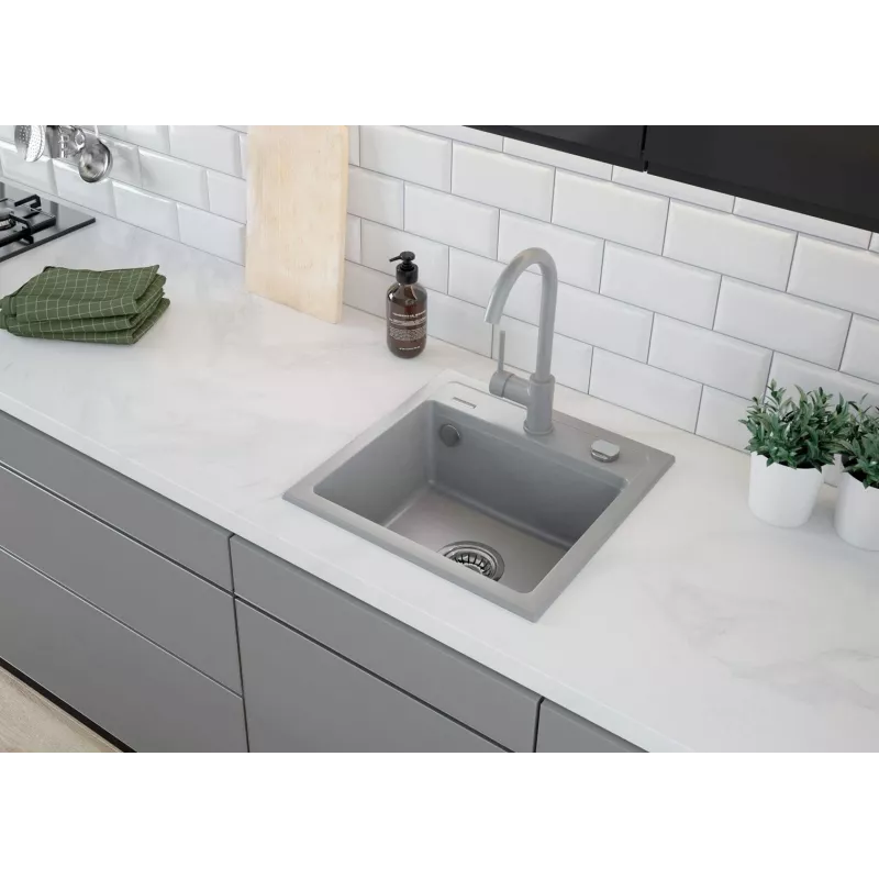 DEANTE Grifo de cocina gris grafito monomando latón caño en U orientable