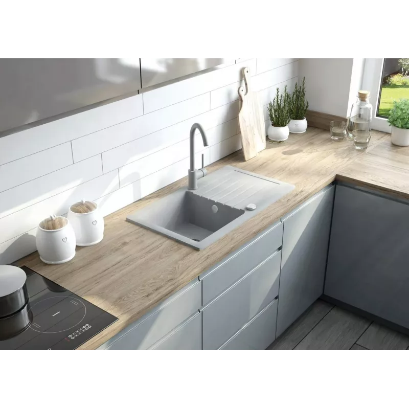 DEANTE Grifo de cocina gris grafito monomando latón caño en U orientable