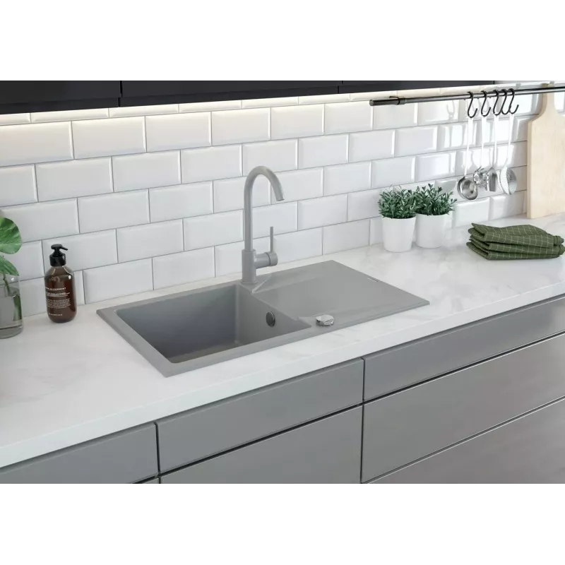 DEANTE Grifo de cocina gris grafito monomando latón caño en U orientable