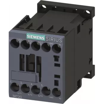 Siemens SIRIUS 3RT20 Contactor de potencia, 3 polos, AC-3, 4 kW, 230 V AC, 1 contacto auxiliar NA, conexiones por tornillo
