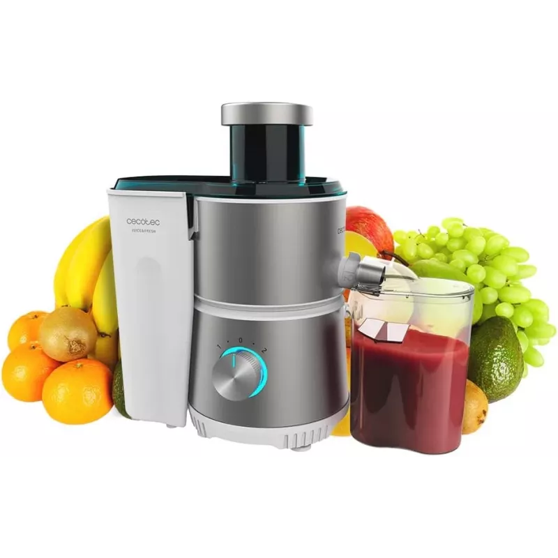 Cecotec Juice&Fresh 400 Titan White licuadora centrífuga, 400 W, 2 velocidades, 20000 RPM, blanco/plata