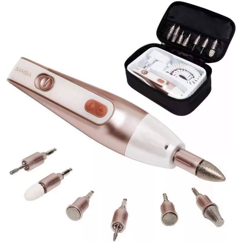 Cecotec PinkyCare 700 Perfect Nails set eléctrico de manicura y pedicura, torno de uñas, 7 accesorios, 2 velocidades, recargable, rosa/blanco