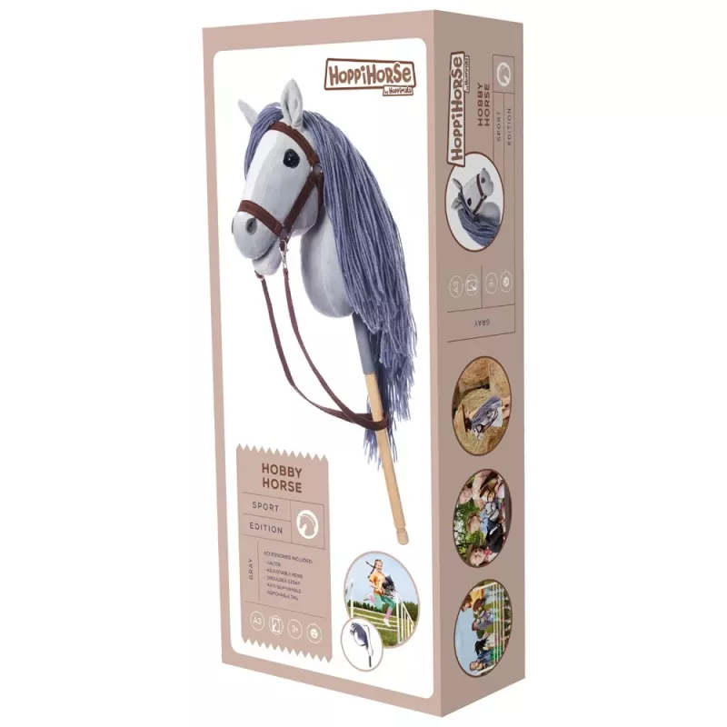 TOOTINY caballito de peluche con palo A3 HOPPIHORSE, gris