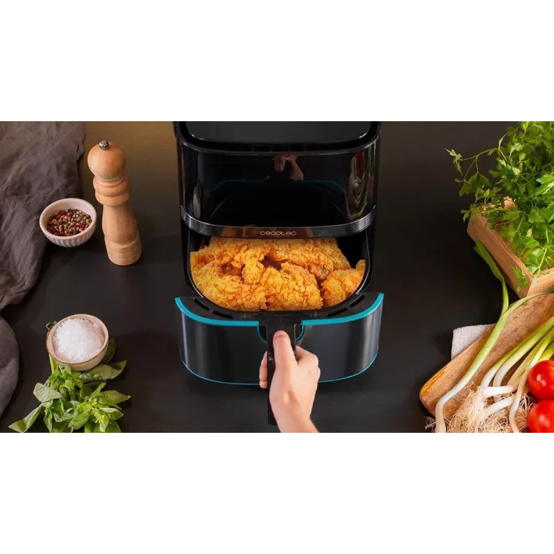Cecotec Cecofry Full InoxBlack 5500 Pro Freidora de aire, 1700 W, 5,5 L, Negro/Acero inoxidable