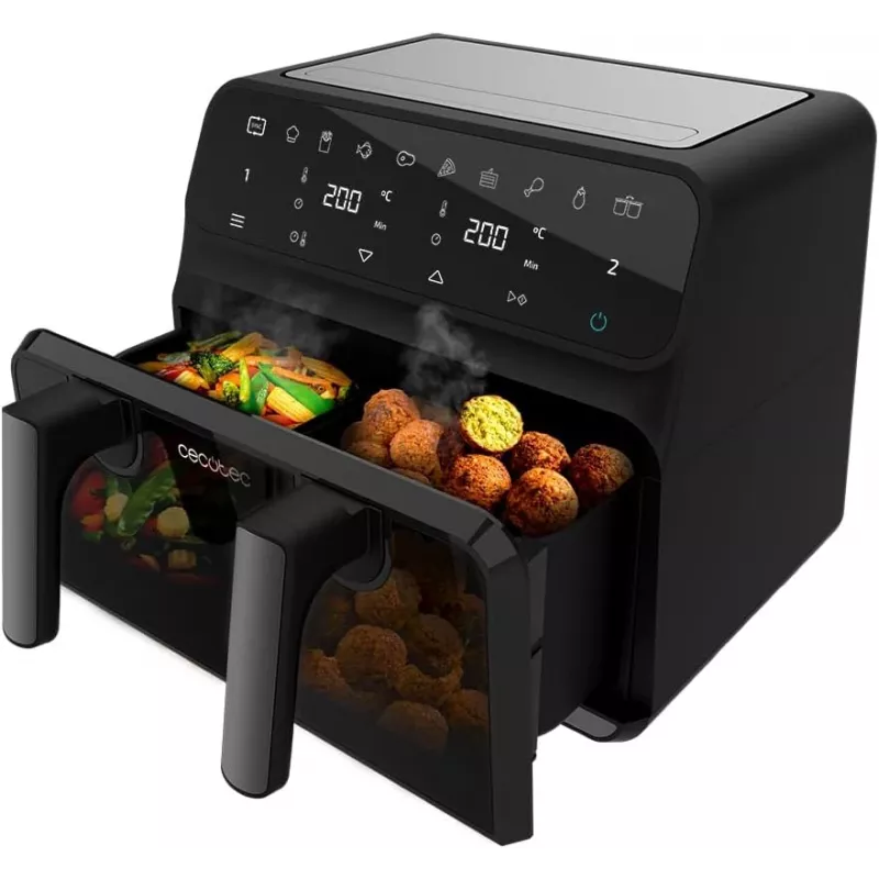 Cecotec Freidora de aire doble Cecofry Advance 9000 Window 2200 W 9 L Negro