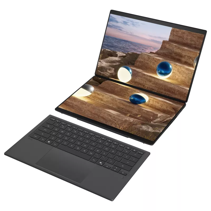 ASUS Zenbook Duo 14 UX8407AA-SN469X portátil, doble pantalla OLED de 14 pulgadas WQXGA+ (táctil), 144 Hz, Intel Core Ultra 9 386H, 32 GB RAM, SSD de 1 TB, Wi-Fi 7, 2x Thunderbolt 4, Windows 11 Pro, teclado alemán