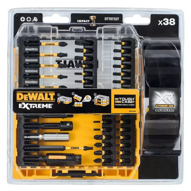 Set de 38 puntas de destornillador DEWALT DT70733T-QZ con portapuntas magnético