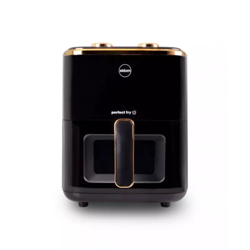 Freidora sin aceite ELDOM FRITTA 5,0 L temperatura ajustable, temporizador 1500 W, individual 5 L, freidora de aire independiente, negra