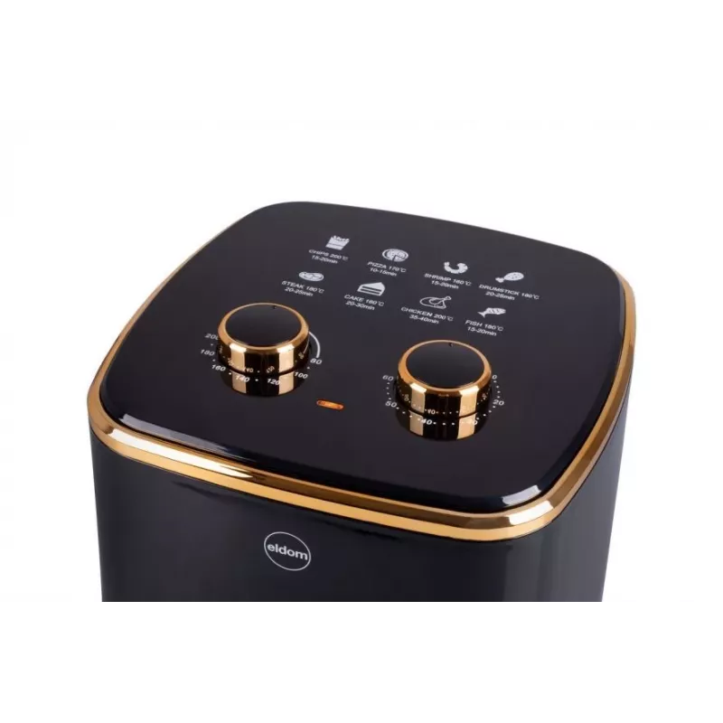 Freidora sin aceite ELDOM FRITTA 5,0 L temperatura ajustable, temporizador 1500 W, individual 5 L, freidora de aire independiente, negra
