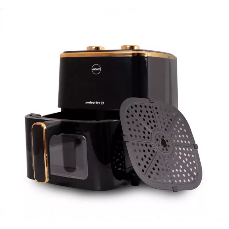 Freidora sin aceite ELDOM FRITTA 5,0 L temperatura ajustable, temporizador 1500 W, individual 5 L, freidora de aire independiente, negra