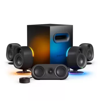 Sistema de altavoces SteelSeries Arena 9 5.1 canales con subwoofer inalámbrico, Bluetooth 5.0, iluminación RGB, negro