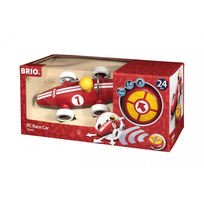 Coche de carreras RC BRIO con mando a distancia, rojo/blanco