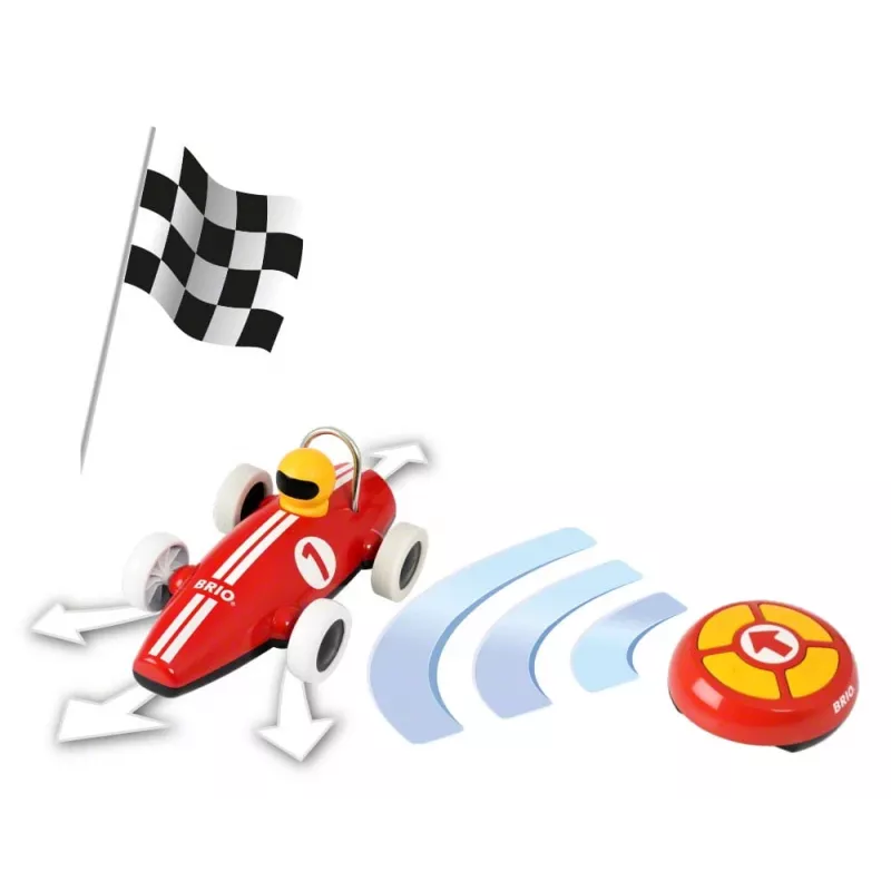 Coche de carreras RC BRIO con mando a distancia, rojo/blanco
