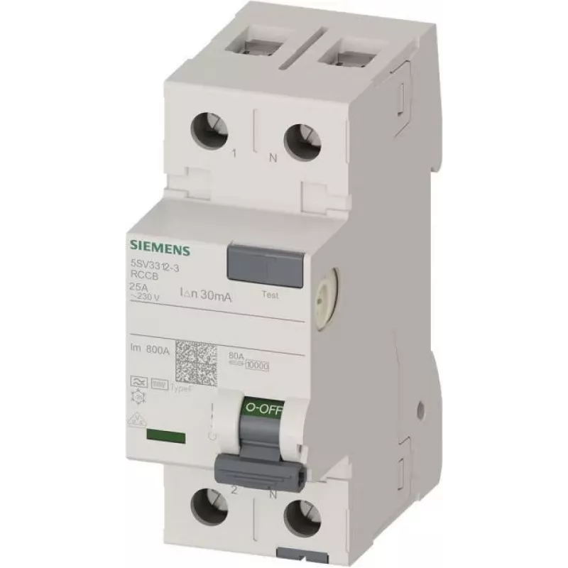 Siemens 5SV3312-3 interruptor diferencial tipo F 25A 30mA 230V 2TE