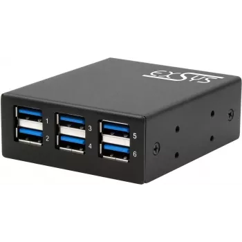 Exsys hub USB 3.2 Gen 1 con protección ESD de 15kV, montaje en carril DIN, 6 puertos (EX-11246HMS)