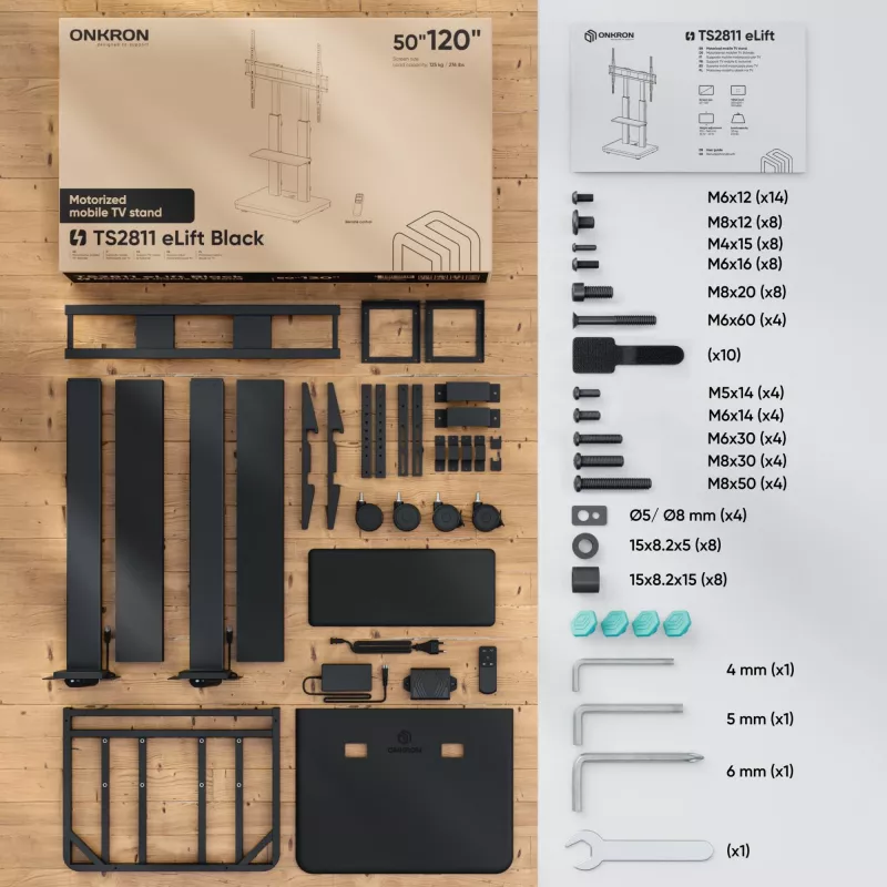 ONKRON TS2811E-B soporte de TV móvil para pantallas de 50-120
