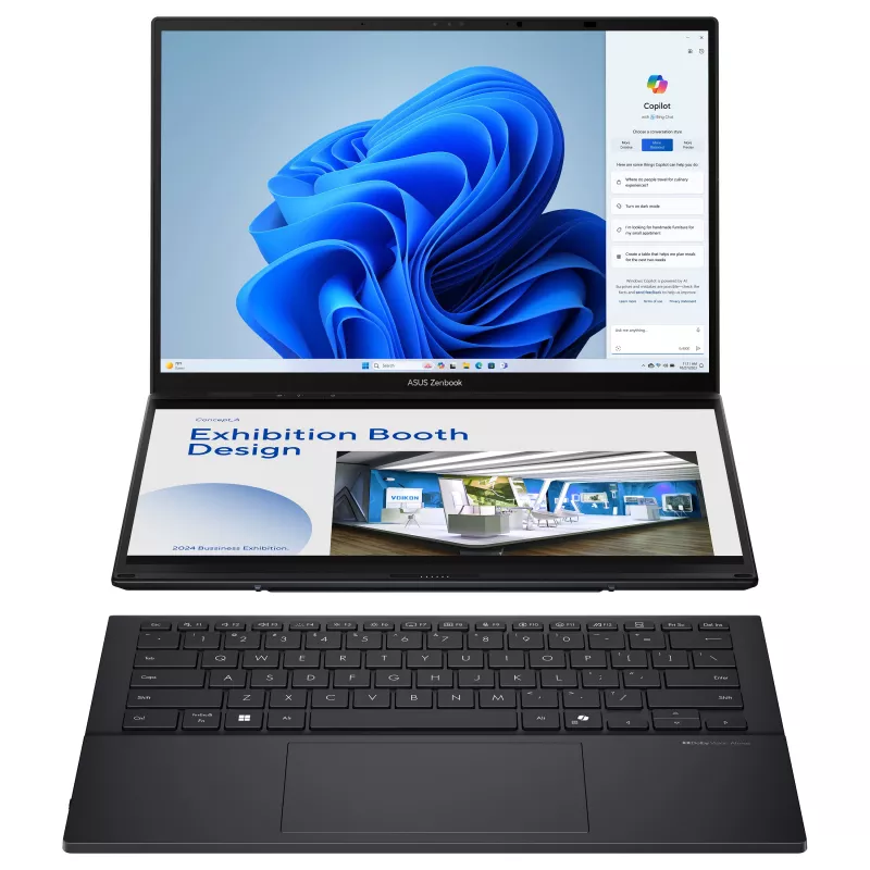 ASUS Zenbook Duo UX8406CA-QL331W portátil, 14 pulgadas WUXGA OLED táctil, Intel Core Ultra 9 285H, 32GB RAM, 1TB SSD, Windows 11 Home, teclado alemán