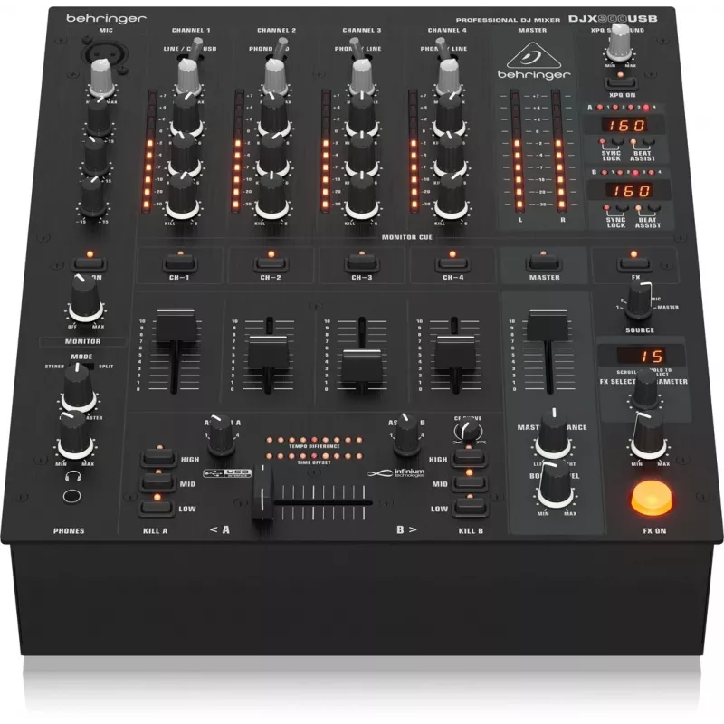 Behringer DJX900USB Mezclador DJ profesional de 5 canales con crossfader VCA sin contacto INFINIUM, efectos digitales avanzados e interfaz USB/audio