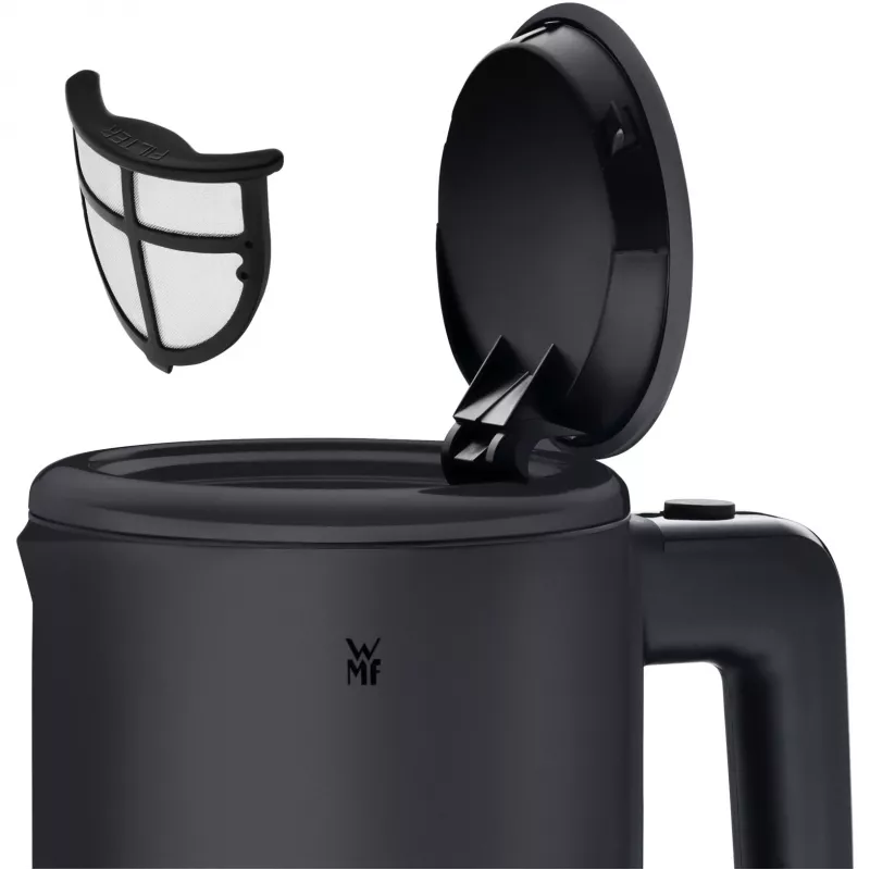 WMF KÜCHENminis hervidor de agua 0,8 L, 1800 W, acero inoxidable, negro