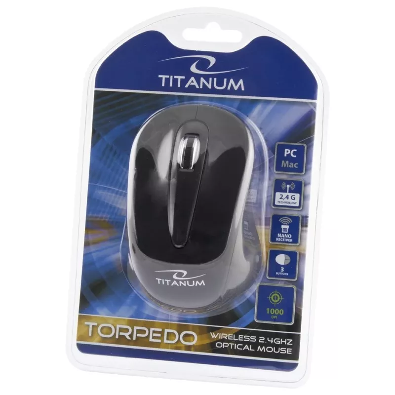 Ratón óptico inalámbrico ESPERANZA Titanum TM104K 1000 DPI, 2,4 GHz, 3 botones, negro