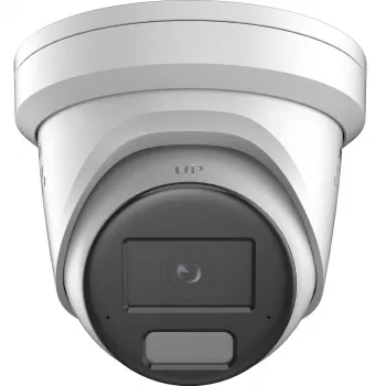 Cámara de red tipo turret fija Hikvision Pro Series 6MP AcuSense con luz estroboscópica y aviso sonoro