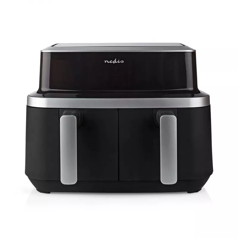 Nedis KAAF320BK freidora de aire de doble cesta, 4,2 l, 80-200 °C, temporizador de 60 min, negra