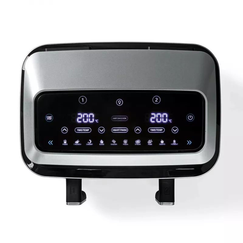Nedis KAAF320BK freidora de aire de doble cesta, 4,2 l, 80-200 °C, temporizador de 60 min, negra