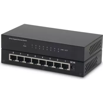 ROLINE Switch Gigabit Ethernet no gestionado, 8 puertos, sobremesa