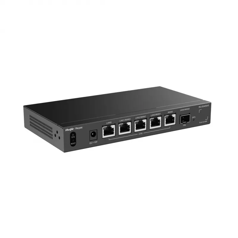 Ruijie Reyee RG-EG406XS puerta de enlace cloud multi-WAN, 6 puertos, 2.5GE WAN/LAN, 10G SFP+, VPN, gestión cloud, montaje en rack