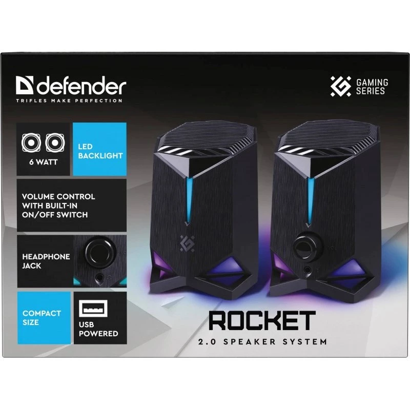 Defender Rocket 2.0 altavoces para PC 6W LED negro