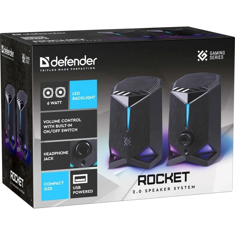 Defender Rocket 2.0 altavoces para PC 6W LED negro