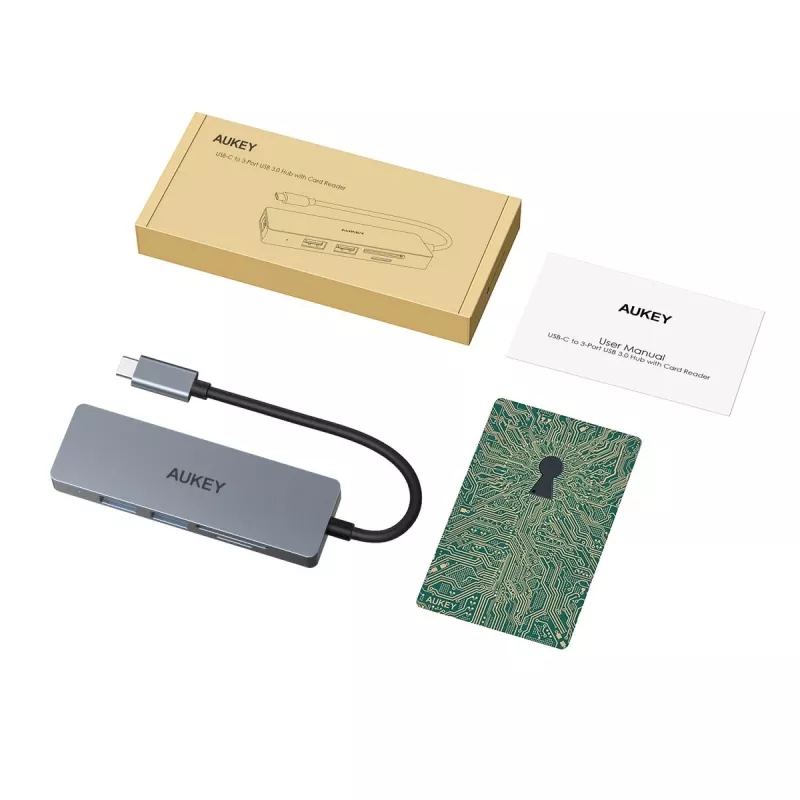 AUKEY CB-C63 hub USB-C ultra slim 4 en 1 aluminio gris espacial