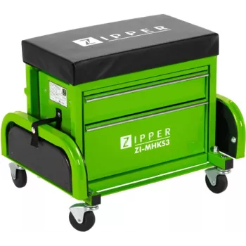 Zipper ZI-MHKS3 Taburete de mecánico con cajones, Negro/Verde, 150 kg