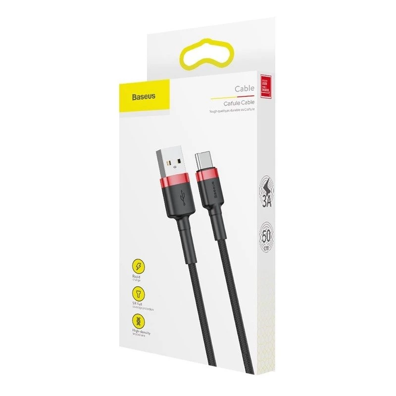 Baseus Cafule Cable USB-A a USB-C 0,5m 3A Rojo/Negro