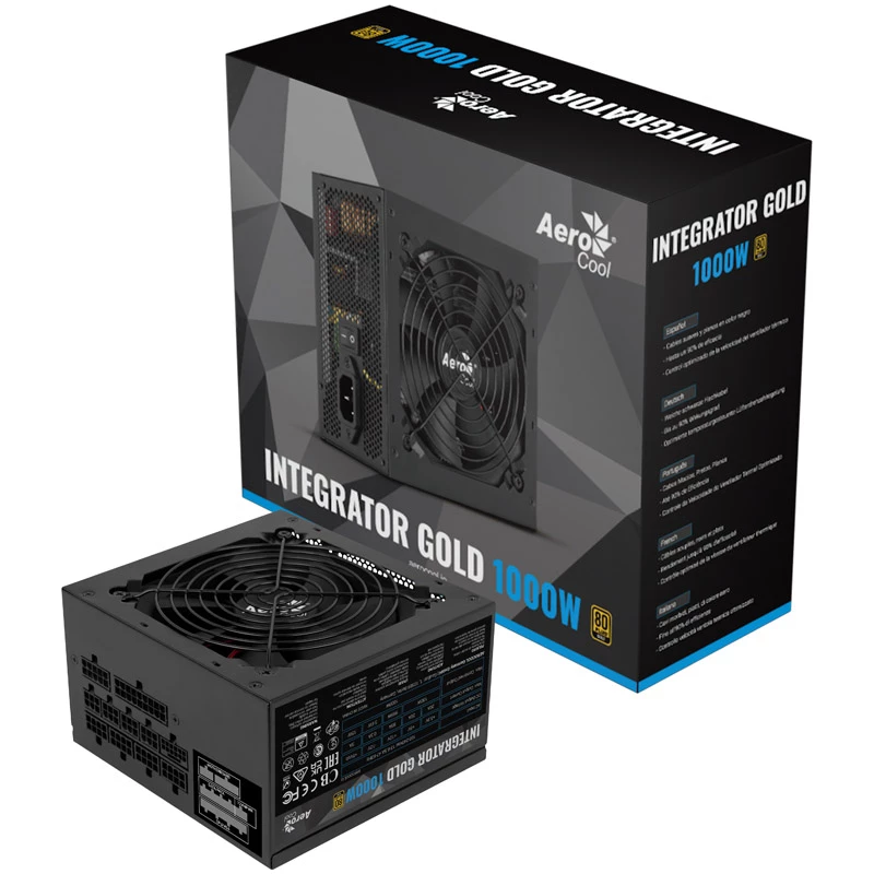 Aerocool Integrator Gold 1000W Fuente de alimentación ATX Negra