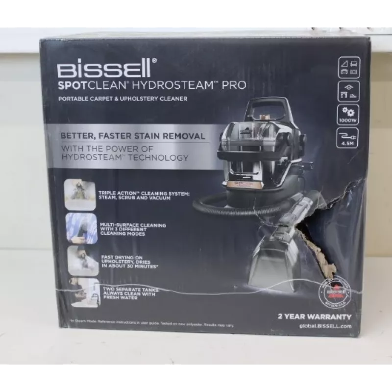BISSELL SpotClean HydroSteam Pro Limpiador portátil de alfombras y tapicerías, con cable, 1000 W, Negro