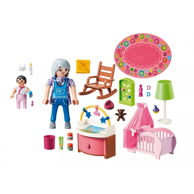 Playmobil Casa de muñecas 70210 Dormitorio de bebé set de juego, 27 piezas, 2 figuras, a partir de 4 años