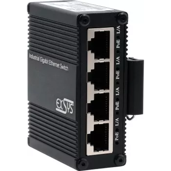 EXSYS EX-62021PoE-P switch industrial Gigabit Micro de 5 puertos con PoE-Pass-Through, unmanaged